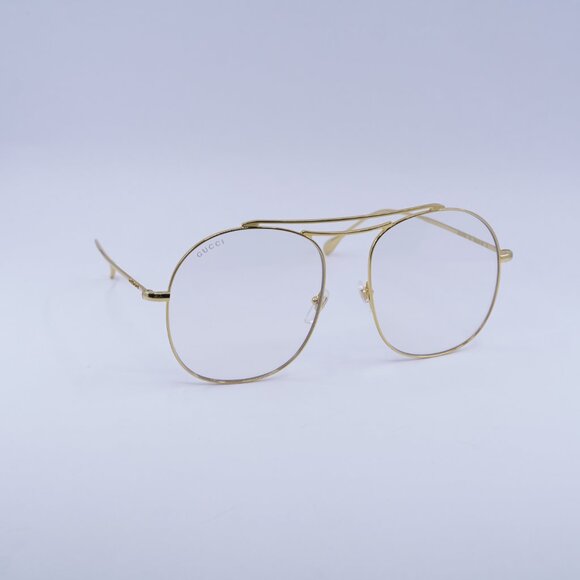 Gucci GG1479S 001 Sunglasses Yellow Gold Aviator Frame, Transparent Lenses main image 9